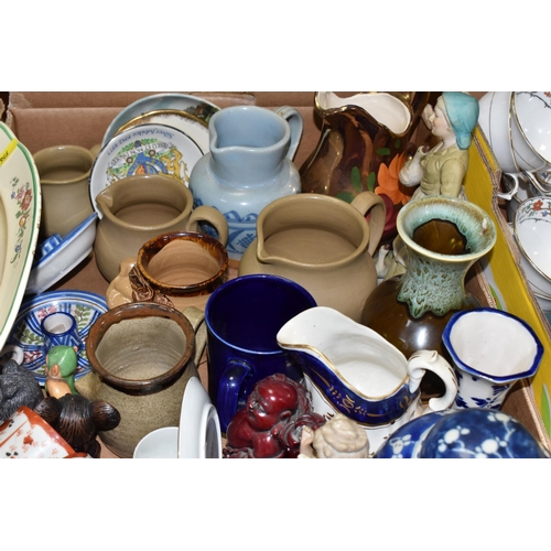 956 - FIVE BOXES AND LOOSE CERAMICS, to include a twenty eight piece Booths Real Old Willow part dinner se... 