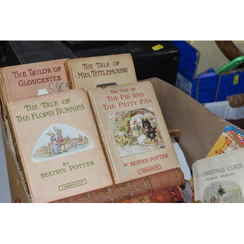 960 - FOUR BOXES OF VINTAGE BOOKS, TOYS, AND MISCELLANEOUS ITEMS, comprising a box of vintage books to inc... 