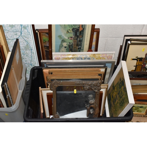 966 - FOUR BOXES AND LOOSE ASSORTED PRINTS ETC, to include steam railway themed prints, landscapes, woolle... 