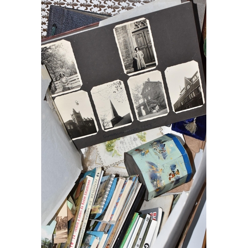 754 - TWO BOXES OF ASSORTED VINTAGE EPHEMERA AND BOOKS to include a large quantity of assorted black and w... 