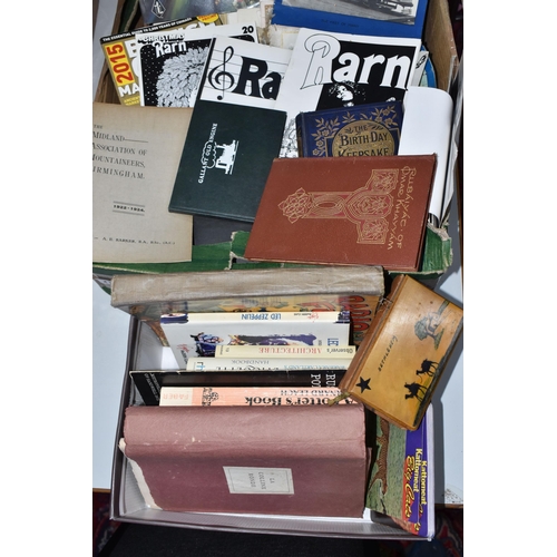 754 - TWO BOXES OF ASSORTED VINTAGE EPHEMERA AND BOOKS to include a large quantity of assorted black and w... 