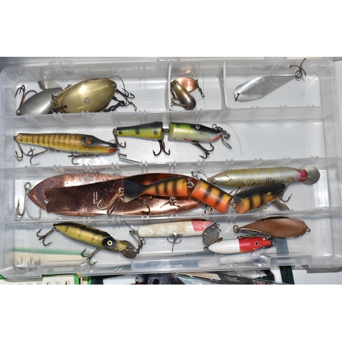 759 - TWO CASES AND LOOSE FISHING LURES AND FLIES, to include a quantity of flies in assorted form and mat... 