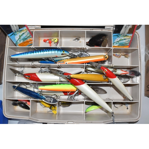 759 - TWO CASES AND LOOSE FISHING LURES AND FLIES, to include a quantity of flies in assorted form and mat... 