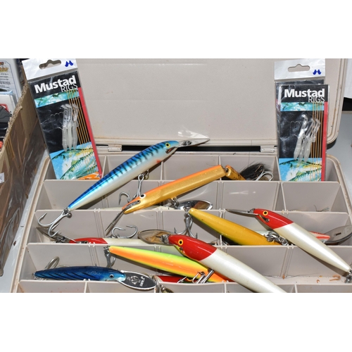 759 - TWO CASES AND LOOSE FISHING LURES AND FLIES, to include a quantity of flies in assorted form and mat... 