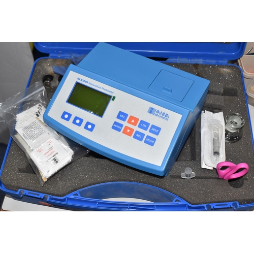 761 - A HANNA HI-83203K AQUACULTURE PHOTOMETER KIT comprising a cased photometer, a glass sample bottle, p... 