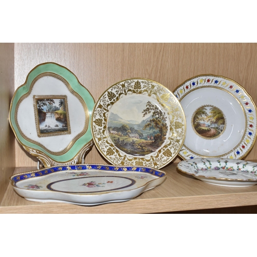 766 - FIVE PIECES OF LATE EIGHTEENTH AND EARLY NINETEENTH CENTURY DERBY PORCELAIN, comprising a 22.5cm cab... 