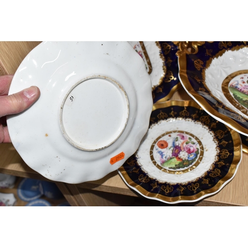 767 - A GROUP OF MAINLY NINETEENTH CENTURY HAND PAINTED WARE, comprising a four piece dessert set dating f... 