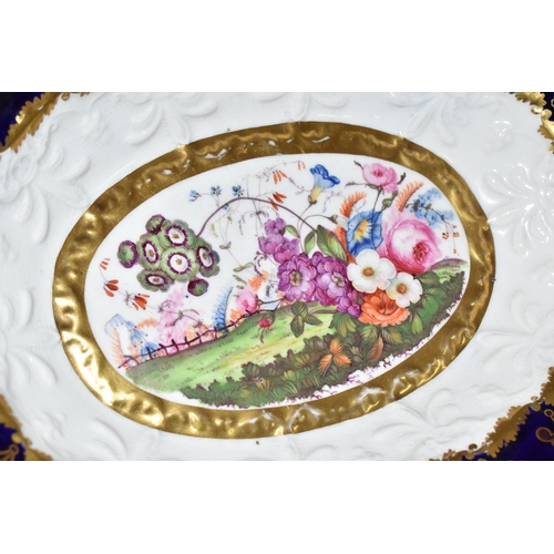 767 - A GROUP OF MAINLY NINETEENTH CENTURY HAND PAINTED WARE, comprising a four piece dessert set dating f... 