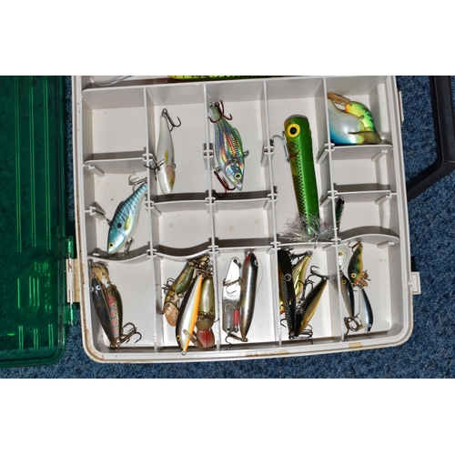 768 - A BOX OF ASSORTED FISHING LURES, to include jerkbait and poppers, all with barbed hooks, brands to i... 