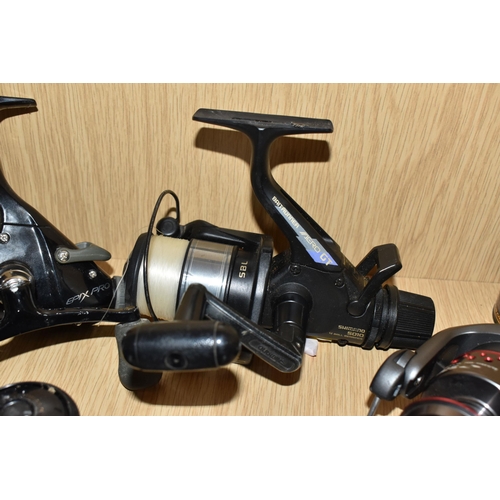 769 - A GROUP OF FISHING REELS, to include a Fox Santos 3200FD reel (as new with tag attached), a Shimano ... 