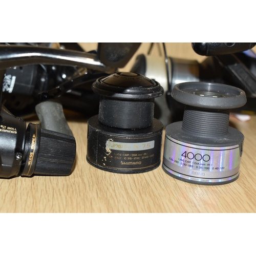 769 - A GROUP OF FISHING REELS, to include a Fox Santos 3200FD reel (as new with tag attached), a Shimano ... 