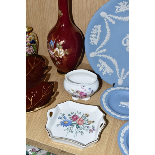 778 - A QUANTITY OF CERAMIC GIFT AND TEA WARES, ETC, to include nine pieces of Wedgwood pale blue jasperwa... 