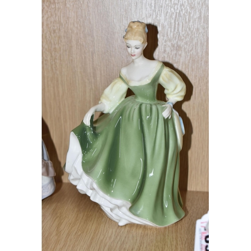 789 - SEVEN ROYAL DOULTON FIGURINES AND A LLADRO FIGURE, comprising Royal Doulton: Kathleen HN3609, Susan ... 