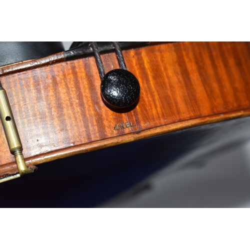 795 - A CASED JOSEPH HEL VIOLIN, stamped below the button 'J. HEL', interior label reads 'J. Hel, Luthier ... 