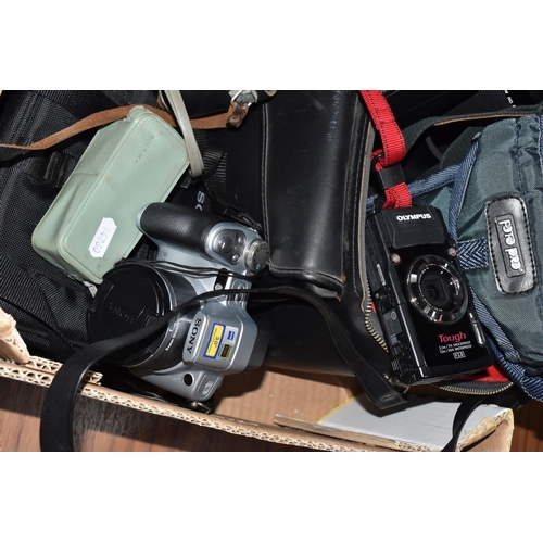 798 - TWO BOXES AND LOOSE CAMERAS ETC to include a Canon 'AE-1 Program' camera fitted with a 45mm 1:2.8 le... 