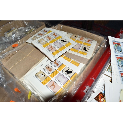 800 - SIX BOXES OF 'CINDERELLA/LOCAL' STAMPS to include thousands of Shahjah, Staffa Scotland, Grunay, Fuj... 