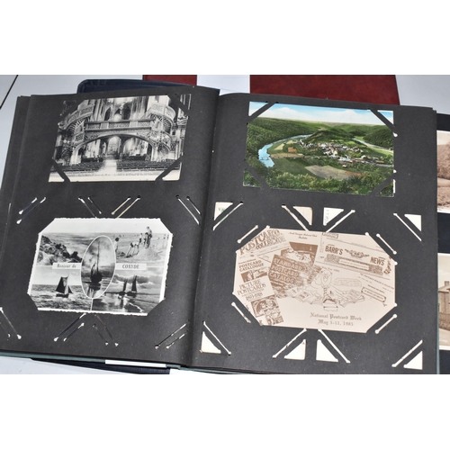 804 - THREE POSTCARD ALBUMS comprising an album of approximately eighty postcards centred on Alton Towers,... 