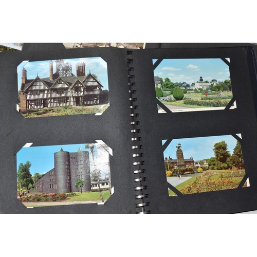 804 - THREE POSTCARD ALBUMS comprising an album of approximately eighty postcards centred on Alton Towers,... 