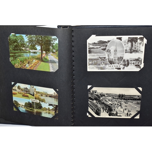 804 - THREE POSTCARD ALBUMS comprising an album of approximately eighty postcards centred on Alton Towers,... 