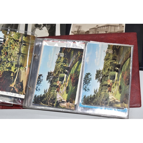 804 - THREE POSTCARD ALBUMS comprising an album of approximately eighty postcards centred on Alton Towers,... 