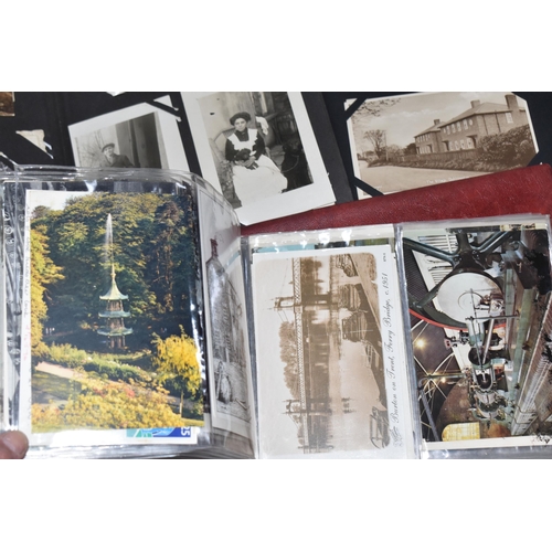 804 - THREE POSTCARD ALBUMS comprising an album of approximately eighty postcards centred on Alton Towers,... 