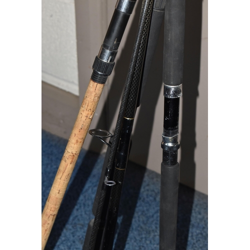 812 - THREE FISHING RODS to include a Team Daiwa 'Amorphous Whisker' rod, length 290cm 4-10oz casting weig... 