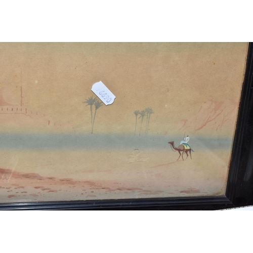 827 - ONE BOX AND LOOSE ASSORTED FRAMED PICTURES to include an Egyptian landscape by Felix More, a framed ... 