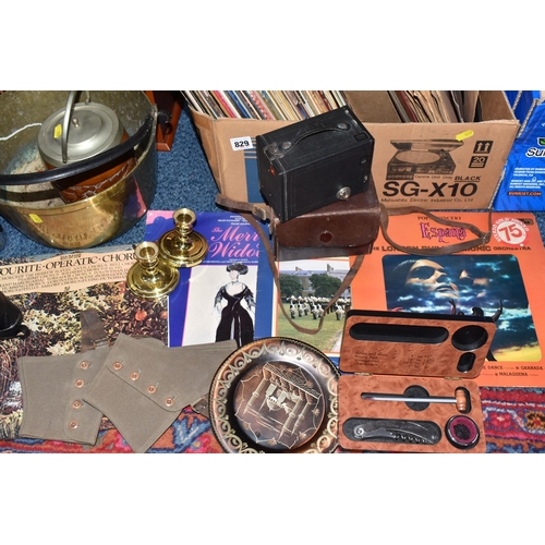 829 - FOUR BOXES AND LOOSE MISCELLANEOUS ITEMS to include a box of assorted LPS to include mostly classica... 