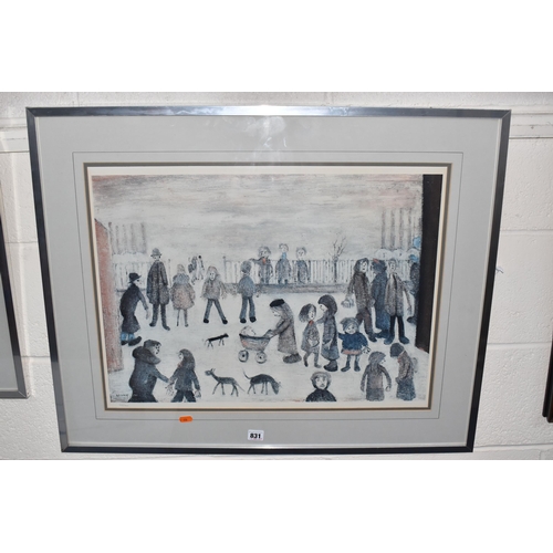 831 - L.S. LOWRY ( 1887-1976) 'THE PARK', A LIMITED EDITION PRINT, a group of figures in a park are depict... 