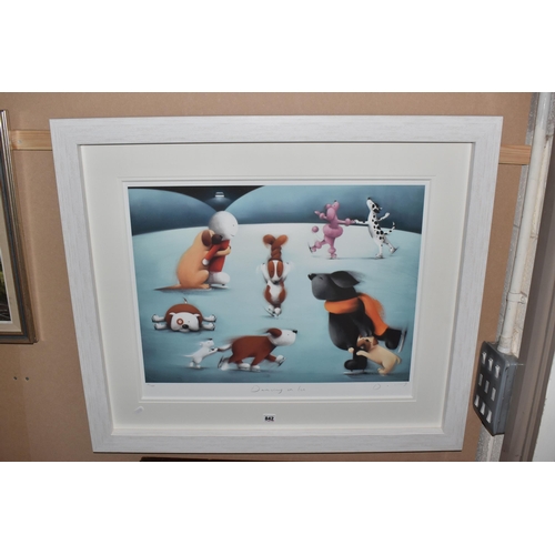 842 - DOUG HYDE (BRITISH 1972) 'DANCING ON ICE', an artist proof print of ice skating dogs, 39/40, signed ... 