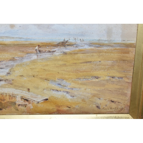 845 - CLAUDE HAYES (1857-1922) 'CLOSE TO THE SEA, MUDEFORD', a coastal harvesting scene, signed and dated ... 