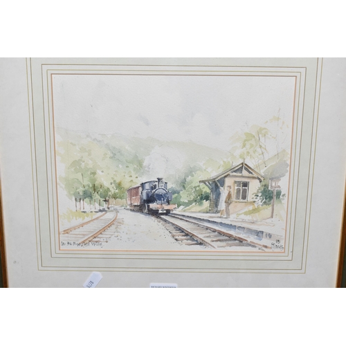 847 - PETER OWEN JONES (1933-1993) 'IN THE MANIFOLD VALLEY', a steam locomotive is approaching a rural sta... 