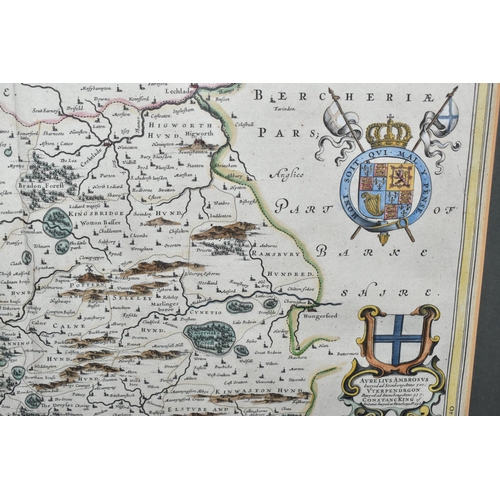 849 - ANTIQUE MAPS OF WILTSHIRE AND SOMERSET, comprising Wiltonia by Johannes Blaeu (1599-1763) hand colou... 