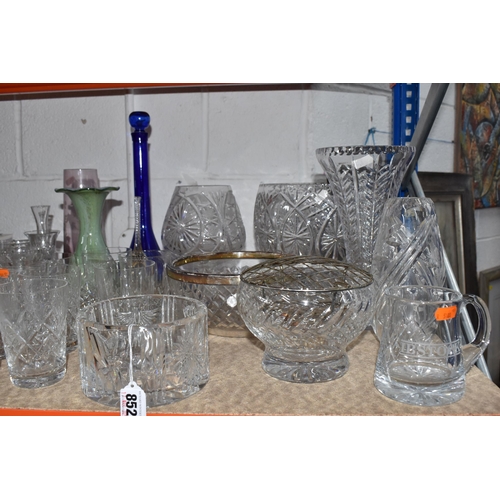 852 - A GROUP OF GLASS WARES, approximately thirty eight pieces, to include a Waterford Crystal 'Millenniu... 