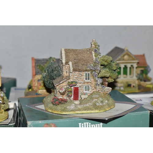 853 - A COLLECTION OF LILLIPUT LANE COTTAGES, comprising boxed cottages: The Crooked House, The Cuddy, Man... 