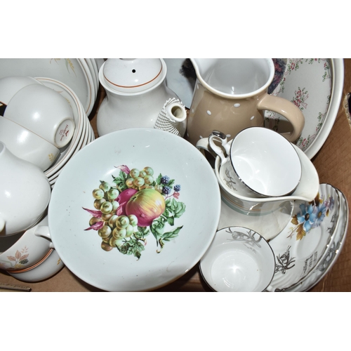 872 - SIX BOXES AND LOOSE CERAMICS AND GLASSWARE, included, various tea ware and dinner ware names include... 