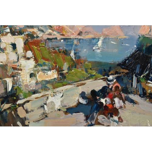 780 - VINCENZO APRILE (ITALY 1952) TWO CONTEMPORARY IMPRESSIONIST STYLE PICTURES, comprising 'Sun Terrace,... 