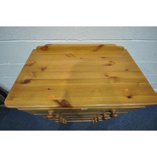 173 - A MODERN PINE CHEST OF FIVE DRAWERS, width 77cm x depth 46cm x height 106cm, condition report: overa... 