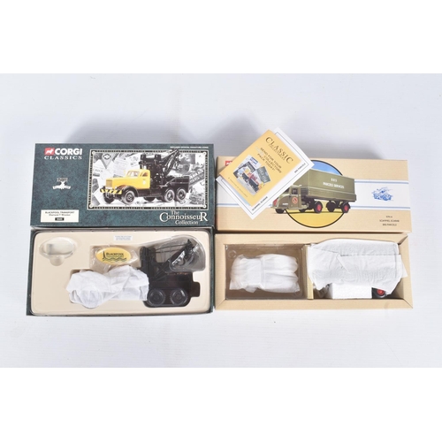15 - TEN BOXED CORGI DIECAST MODEL TRANSPORT VEHICLES, to include a Hong Kong AEC Fire Engine no. 21802, ... 