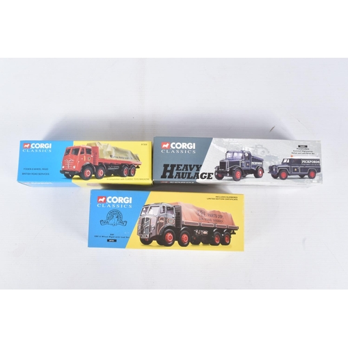 15 - TEN BOXED CORGI DIECAST MODEL TRANSPORT VEHICLES, to include a Hong Kong AEC Fire Engine no. 21802, ... 