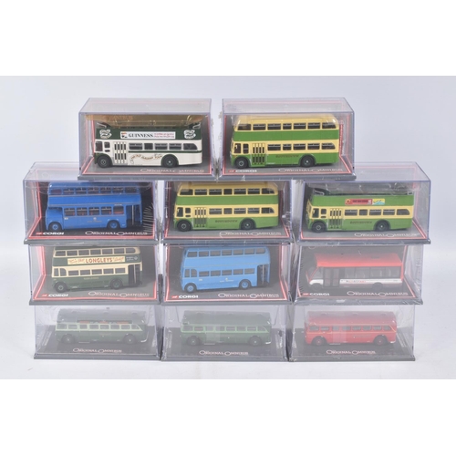 20 - A QUANTITY OF ASSORTED CORGI CLASSICS OOC BUS MODELS, assorted models from various eras and parts of... 