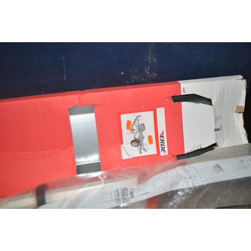 66 - A SELECTION OF VEHICLE SECURITY AND CARRYING EQUIPMENT including a Erde motorcycle trailer skid (no ... 