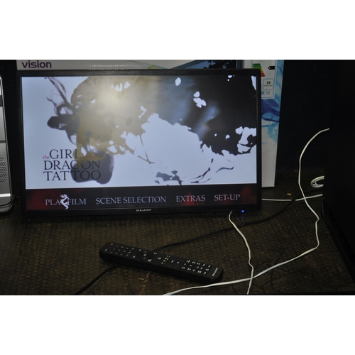 75 - AN AVTEX 15in CARAVAN TV WITH POWER SUPPLY AND REMOTE, a Bauhn TV/DVD combi with power supply and re... 