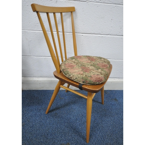 154 - LUCIAN ERCOLANI, A SET OF FOUR ERCOL MID-CENTURY ELM AND BEECH ALL PURPOSE CHAIRS, model number 391,... 