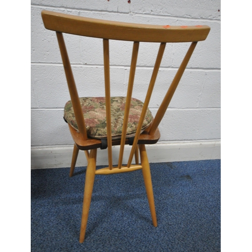 154 - LUCIAN ERCOLANI, A SET OF FOUR ERCOL MID-CENTURY ELM AND BEECH ALL PURPOSE CHAIRS, model number 391,... 