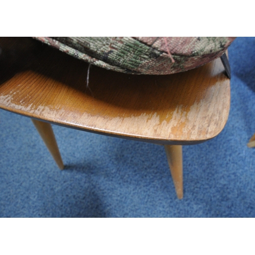 154 - LUCIAN ERCOLANI, A SET OF FOUR ERCOL MID-CENTURY ELM AND BEECH ALL PURPOSE CHAIRS, model number 391,... 