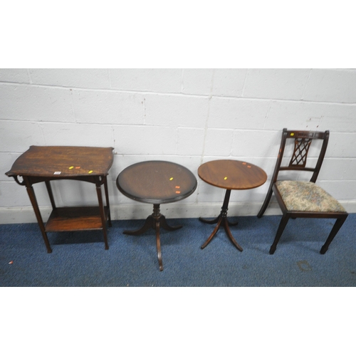 158 - A 20TH CENTURY OAK TWO TIER OCCASIONAL TABLE, raised on square tapered legs, width 57cm x depth 41cm... 