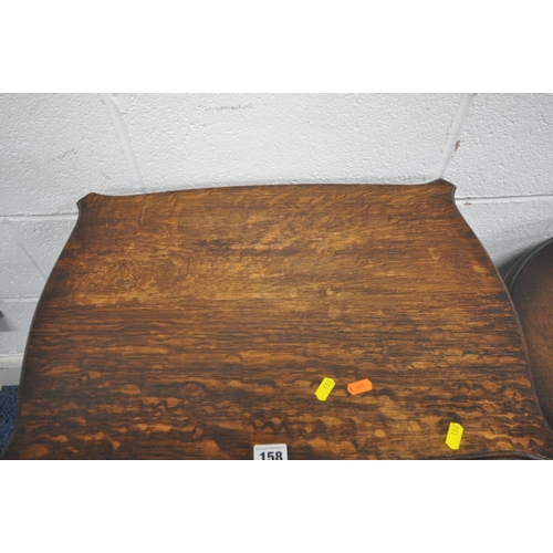 158 - A 20TH CENTURY OAK TWO TIER OCCASIONAL TABLE, raised on square tapered legs, width 57cm x depth 41cm... 