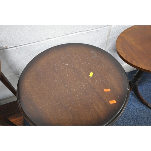 158 - A 20TH CENTURY OAK TWO TIER OCCASIONAL TABLE, raised on square tapered legs, width 57cm x depth 41cm... 