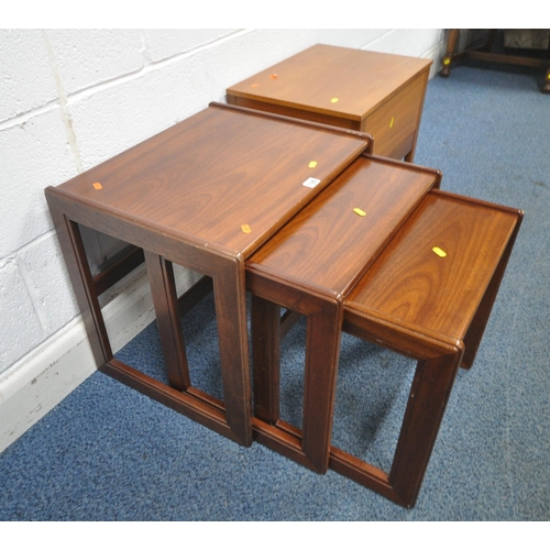 159 - G PLAN, A MID-CENTURY TEAK NEST OF THREE TABLES, largest table width 53cm x depth 44cm x height 40cm... 